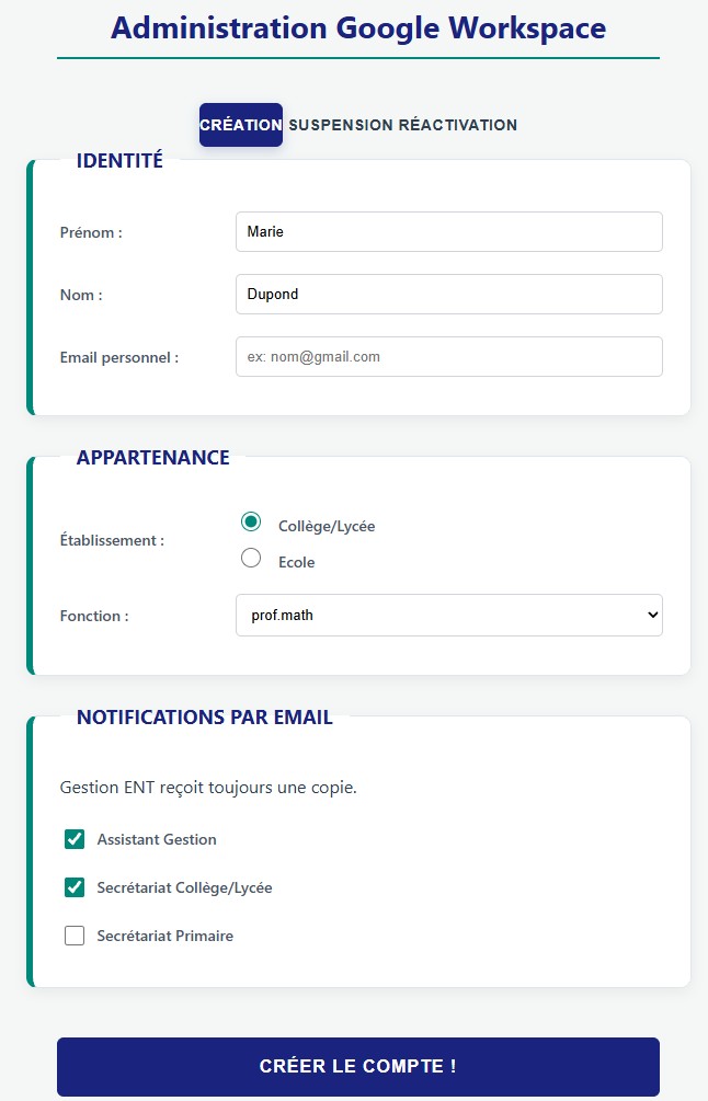 Interface d'administration Google Workspace - CapInfoTech